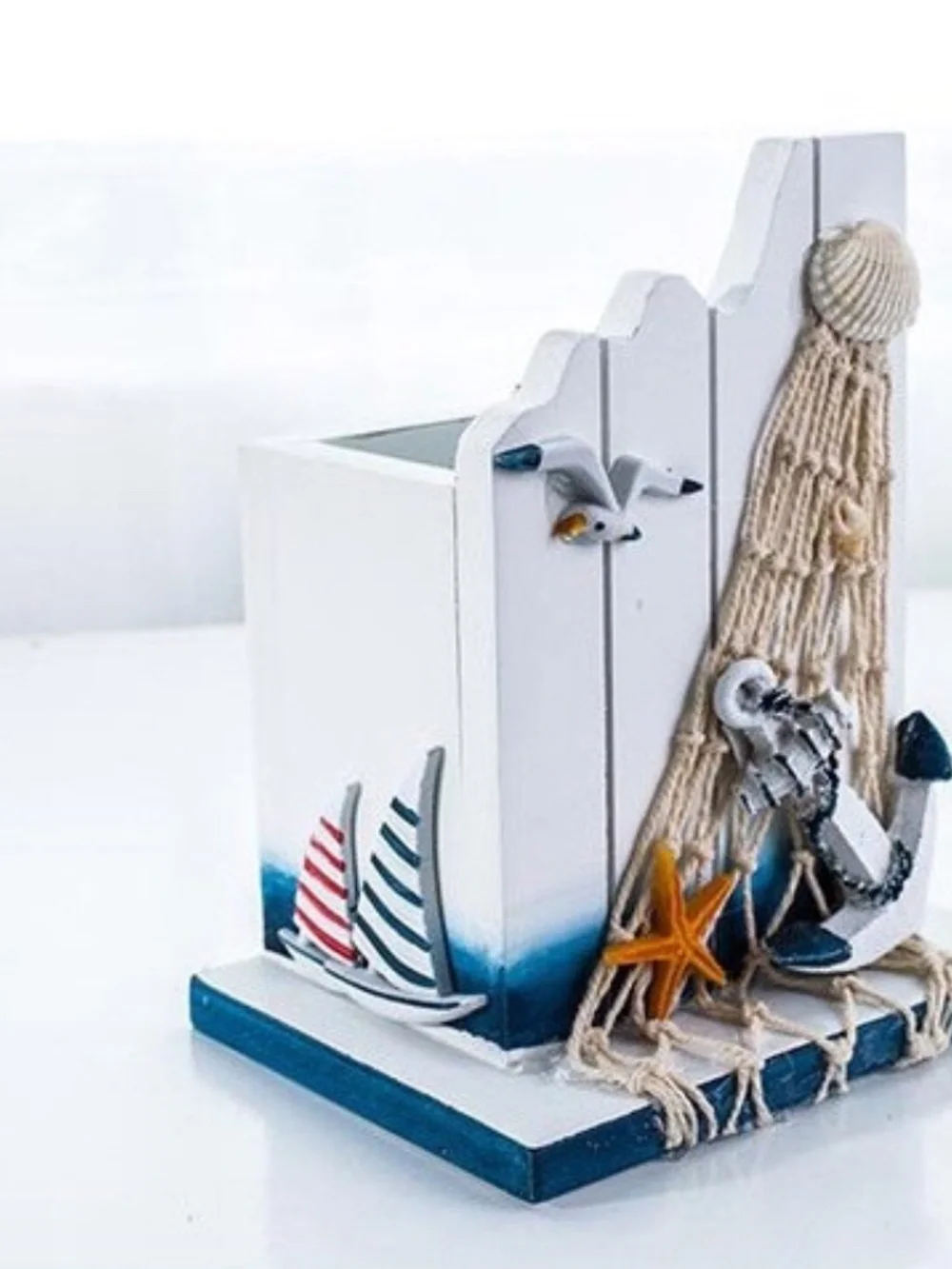 Wooden Pen holder Nautical Theme Nautical Desk Decor Organizer Mediterranean